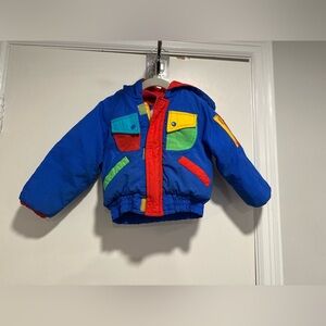 Vintage 80s/90s Rainbow Connection Sz:3T Colorblock colorful winter puffer coat.